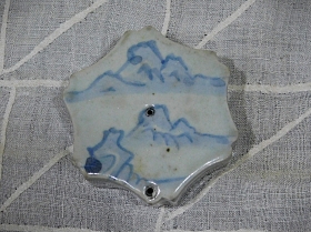 ①李朝染付山水紋花形水滴 5