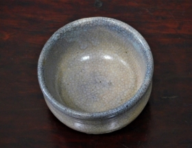 ⑨李朝青井戸手半筒盃２